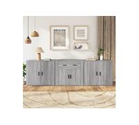 vidaXL Buffets 3 pcs – Meuble de rangement avec tiroir, Sonoma gris, bois d'ingénierie