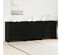 Buffets 3 Pièces En Bois D'ingénierie Chêne Noir De Vidaxl Noir