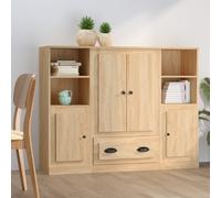 vidaXL Buffet armoire latérale Meuble de rangement 3 pièces Bois d'ingénierie Chêne Sonoma Marron