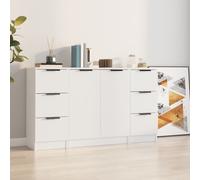 vidaXL Buffets 3115836 – 3 pièces Bois d'ingénierie Blanc