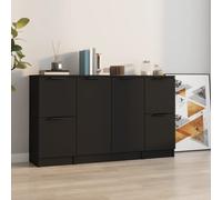 Buffets 3 pcs noir bois d ingénierie