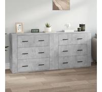 Vidaxl Buffets 2 Pcs Gris Béton Bois D'ingénierie Marron