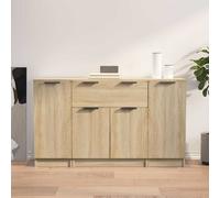 vidaXL Ensemble de 3 buffets Chêne Sonoma Bois d'ingénierie Marron