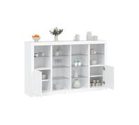 vidaXL Buffets avec lumières LED 3 pcs blanc bois d'ingénierie, meuble buffet, meuble de rangement de cuisine, meuble de rangement de salon 3209135 Blanc G