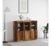 vidaXL Buffets 3 pièces armoire de salon avec lumières LED bois d'ingénierie gris béton