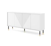 Buffets et vaisseliers - AC-Déco - Buffet à 4 portes imprimé géométrique centrale ""Woody"" - Blanc - L 180 cm