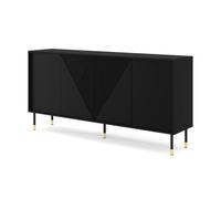 Buffets et vaisseliers - AC-Déco - Buffet à 4 portes imprimé géométrique centrale ""Woody"" - Noir - L 180 cm