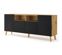 COMMODE DE SALON LUXI 195x42x80cm CHÊNE NOIR MAT