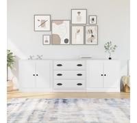Buffets 3 pcs, Armoires Latérale avec Rangement, Meubles de Salle de Séjour Salon Intérieur, Moderne, Blanc Bois d'Ingénierie
