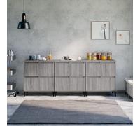 Vidaxl Buffets 3 Pcs Sonoma Gris 60x35x70 Cm Bois D'ingénierie Marron