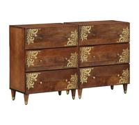 vidaXL Buffets 2 pcs Miel 60x33.5x75 cm Bois Massif de Mangue