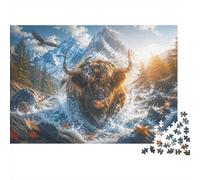Buffle Montagne Rivière 1000 Pièces Mini Puzzle pour Adolescents Relaxant | 70x50cm Carton Décor De La Maison Découpe Précise Cadeau D'anniversaire Détente