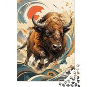 Buffle Vague Soleil 1000pcs Mini Puzzle pour Famille Relaxant | 52x38cm Papier Décoration Salon Coupe Précise Cadeau Ami Détente