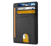 Buffway Portefeuille Fin Minimaliste en Cuir avec Poche Avant bloquant Les RFID pour Homme et Femme, Croix Noire, S, Minimaliste