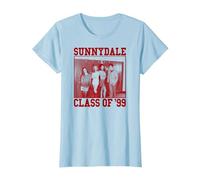 Buffy The Vampire Slayer Front Back Sunnydale High TV Show T-Shirt, Femme, Bleu Céleste, XL