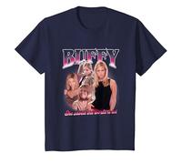 Buffy The Vampire Slayer Iconic Buffy 90's Collage Poster T-Shirt, Enfant, Bleu Marine, 2 Ans