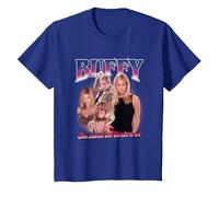 Buffy The Vampire Slayer Iconic Buffy 90's Collage Poster T-Shirt, Enfant, Bleu Royal, 4 Ans