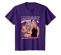 Buffy The Vampire Slayer Iconic Buffy 90's Collage Poster T-Shirt, Enfant, Violet, 12 Ans