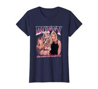 Buffy The Vampire Slayer Iconic Buffy 90's Collage Poster T-Shirt, Femme, Bleu Marine, XS