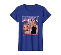 Buffy The Vampire Slayer Iconic Buffy 90's Collage Poster T-Shirt, Femme, Bleu Royal, XS
