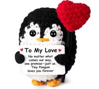 Bufims Support émotionnel pingouin au crochet avec carte d'encouragement, décoration de bureau faite à la main, cadeau mignon pour papa