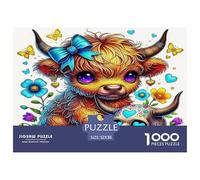 Bœufs des Hautes Terres Jigsaw Puzzle 1000 Pièces pour Les Adultes Jeu De Puzzle pour Le Tout pour Les Femmes, Cadeaux pour Les Hommes 100% Carton Recyclé Puzzle Décoratif 52x38cm/1000pcs