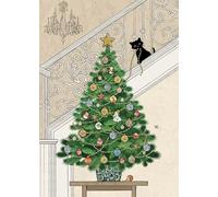 Bug Art Lot de 8 cartes de Noël - Arbre de Noël et chat noir en relief avec détails en aluminium - Respectueux de l'environnement et recyclable