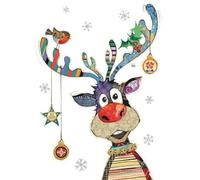 Bug Art Lot de 8 cartes de Noël - Rudolph et boules en relief avec détails en aluminium - Respectueux de l'environnement et recyclable