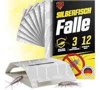 BUG BUSTER® Lot de 12 pièges à poissons d'argent - Lutte efficacement contre les poissons en papier et les poissons d'argent - Piège adhésif inodore pour lutter contre les poissons en papier