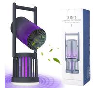 Bug Zapper Lampe d'extérieur rechargeable avec ventilateur à moustiques électrique avec lumière LED pour intérieur et extérieur Piège à mouches électrique pour la maison, le camping, la cour, le
