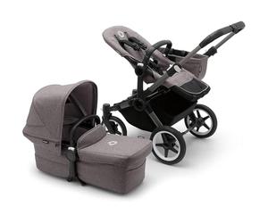 Bugaboo Donkey 5 Mono, Poussette double convertible en côte à côte, design amélioré, siège réversible, direction à une main et rangement extensible, Gris chiné
