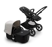 Bugaboo Fox 3, la plus confortable de nos solutions de voyage 2-en-1 : poussette légère, landau confort, châssis noir, nacelle respirante améliorée noire et capote Misty White