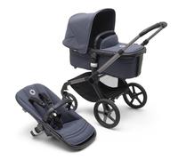 Bugaboo Fox 5 Poussette tout-terrain, poussette 2 en 1 avec suspension, pliage facile, nacelle spacieuse, siège extensible, maniable d'une seule main, châssis graphite et capote bleu tonnerre