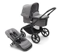 Bugaboo Fox 5 Poussette tout-terrain, poussette 2 en 1 avec suspension, pliage facile, nacelle spacieuse, siège extensible, maniable d'une seule main, châssis noir et capote gris chiné