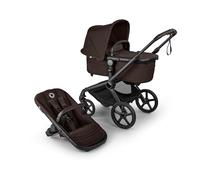 Bugaboo Fox 5 Renew Poussette tout-terrain 2 en 1 avec suspension, pliage facile, nacelle spacieuse, siège extensible, maniable d'une seule main, châssis noir et capote Cocoa Brown