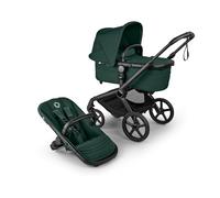 Bugaboo Fox 5 Renew Poussette tout-terrain 2 en 1 avec suspension, pliage facile, nacelle spacieuse, siège extensible, maniable d'une seule main, châssis noir et capote Fern Green