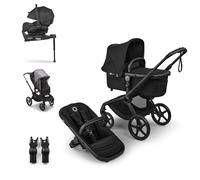 Bugaboo Fox 5 Renew - Système modulaire, poussette tout-terrain 3-en-1 avec siège auto, nacelle ergonomique, pliage facile, siège enfant extensible, châssis noir et capote - Heritage Black