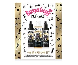 Bugalugs Coffret cadeau spa pour chiens avec shampooing, spray démêlant et eau de Cologne, cadeau d'anniversaire, cadeaux pour femme, cadeaux pour homme, pour elle, cadeaux pour lui (un dans un
