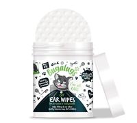 BUGALUGS Lot de 100 lingettes nettoyantes pour oreilles de chat biodégradables texturées pré-trempées - Solution nettoyante pour oreilles de chat - Empêche les secousses de la tête, les démangeaisons