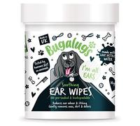 BUGALUGS Lot de 100 lingettes nettoyantes pour oreilles de chien biodégradables texturées pré-trempées Solution nettoyante pour oreilles de chien Empêche les secousses de tête, les démangeaisons et