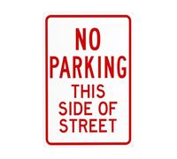 Bugana Panneau d'avertissement en métal « No Parking This Side Of Street », panneau d'avertissement en métal, panneau d'avertissement de sécurité, panneau de sécurité pour décoration murale de rue