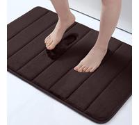 Buganda Tapis de Bain antidérapant et Absorbant en Mousse à mémoire de Forme avec Dessous en Caoutchouc pour la Cuisine et la Salle de Bain, 43,2 x 61 cm, Marron