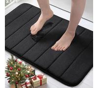 Buganda Tapis de Bain Doux en Mousse à mémoire de Forme - Antidérapant et Absorbant - Dos en Caoutchouc - Tapis de Couloir pour Cuisine, Salle de Bain - 50,8 x 81,3 cm - Noir
