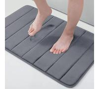 Buganda Tapis de Bain en Mousse à mémoire de Forme - Ultra Doux et antidérapant - Absorbant l'eau et Lavable en Machine - pour Salle de Bain, Douche et Baignoire - 43,2 x 61 cm - Gris foncé