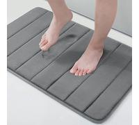 Buganda Tapis de Bain en Mousse à mémoire de Forme - Ultra Doux et antidérapant - Absorbant l'eau et Lavable en Machine - pour Salle de Bain, Douche et Baignoire - 61 x 40,6 cm - Gris