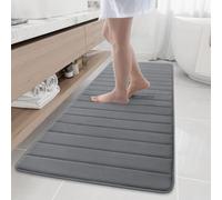 Buganda Tapis de Bain en Mousse à mémoire de Forme, Ultra Doux et antidérapant, Absorbant l'eau et Lavable en Machine, pour Salle de Bain, Douche et Baignoire, Gris, 177,8 x 61 cm