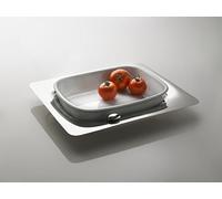 BUGATTI 22-201 Acqua Plateau ou Plat au Four Acier INOX/Porcelaine Blanc 32 x 24 x 7 cm