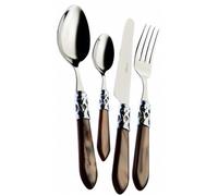 BUGATTI, Aladdin, Ensemble de Couverts 49 pièces en Acier Inoxydable, Anneau chromé et poignée de Couleur Onyx avec Effet Nacre. 12 cuillères, 12 fourchettes, 12 Couteaux, 12 cuillères et 1 louche