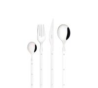 BUGATTI, Allegra, Ménagère de 24 couverts en acier inoxydable 18/10, Service de couverts pour 6 personnes comprenant 6 cuillères, 6 fourchettes, 6 couteaux et 6 cuillères à café. (Blanc)