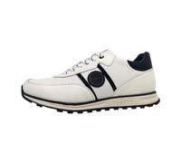 bugatti Baskets Cirino pour homme en cuir synthétique blanc avec bleu et semelle intérieure amovible. Blanc, Blanc (2000), 46 EU